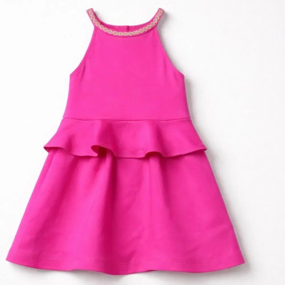 Lilly Pulitzer Vibrant Pink Caesara peplum dress size 4 - 5 NWT